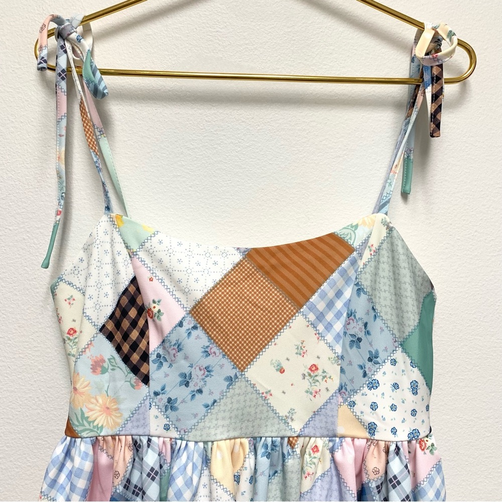Dolls Kill Holly Hobbie Stitched With Love Patchwork Babydoll Mini Dress Medium - Picture 6 of 15